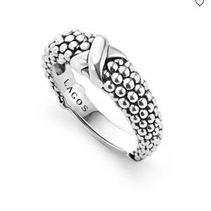 Sterling Silver X Beaded Ring size 7